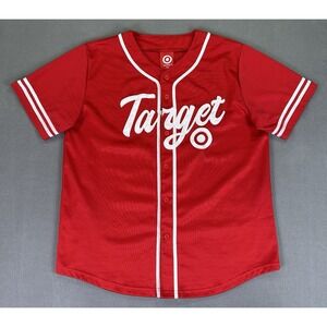 Target Baseball Jersey Shirt Mens 3XL Red Embroidered Stitch Spell Out